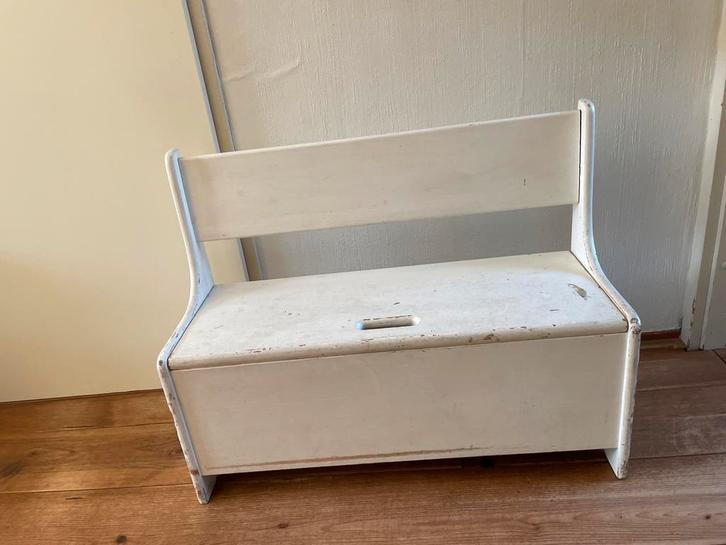 Kinderbankje met opbergruimte - wit hout, Kinderen en Baby's, Kinderkamer | Overige Meubels, Gebruikt, Overige typen, Ophalen