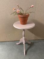 Brocante houten bijzettafel rond / plantentafel, Rond, Zo goed als nieuw, 60 cm of meer, Brocante