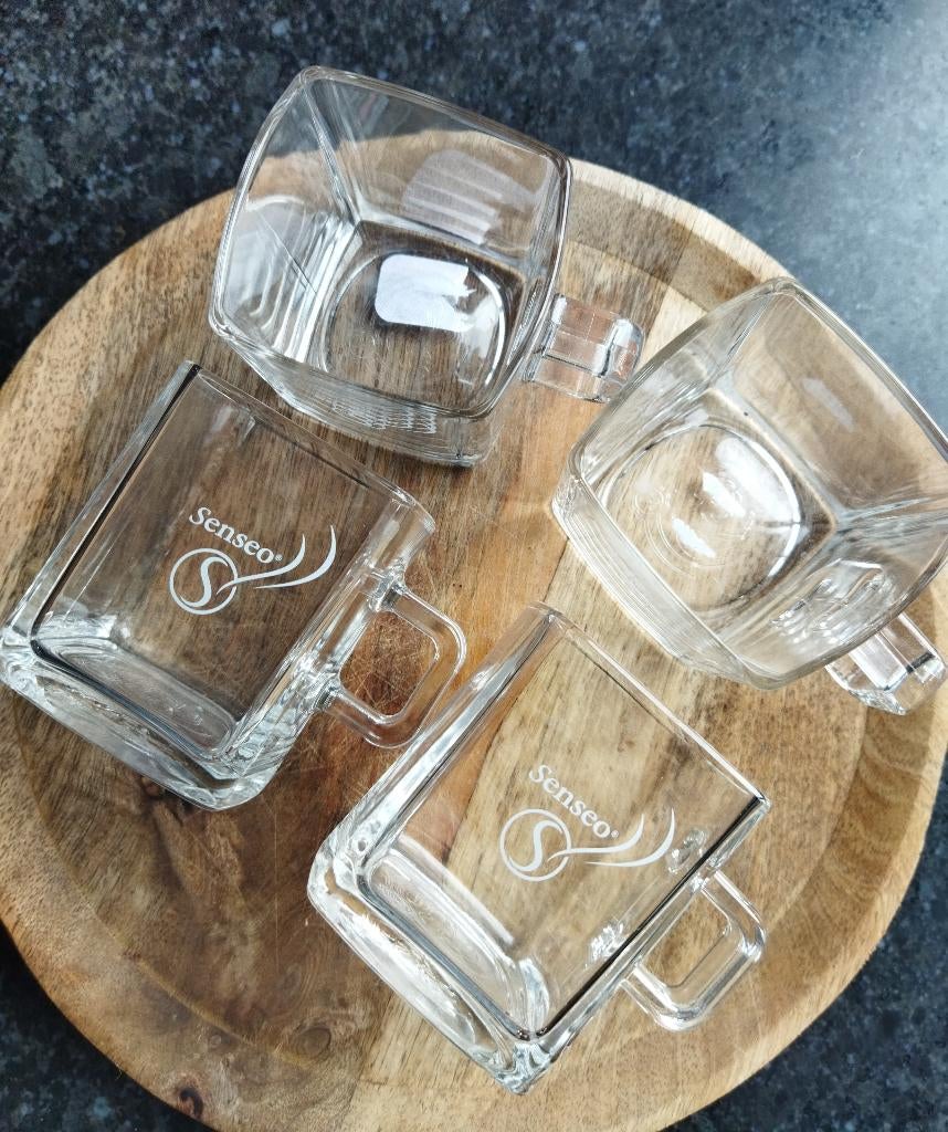 4 Glazen Senseo Mokjes, Huis en Inrichting, Keuken | Servies, Glas of Glazen, Ophalen of Verzenden, Overige stijlen, Glas