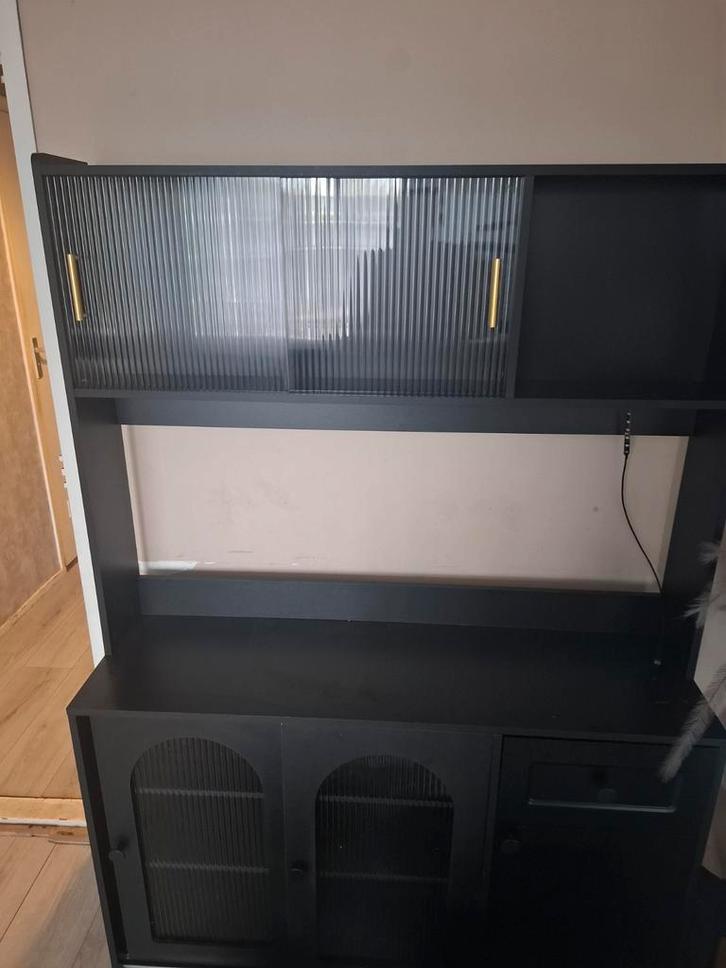 Buffetkast Zwart - Nieuwstaat (120x167x35cm), Huis en Inrichting, Kasten | Buffetkasten, 100 tot 150 cm, 25 tot 50 cm, Ophalen