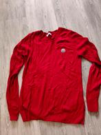Moncler Rode Ribgebreide Trui met Logo - Maat M, Kleding | Dames, Maat 38/40 (M), Moncler, Ophalen of Verzenden, Zo goed als nieuw