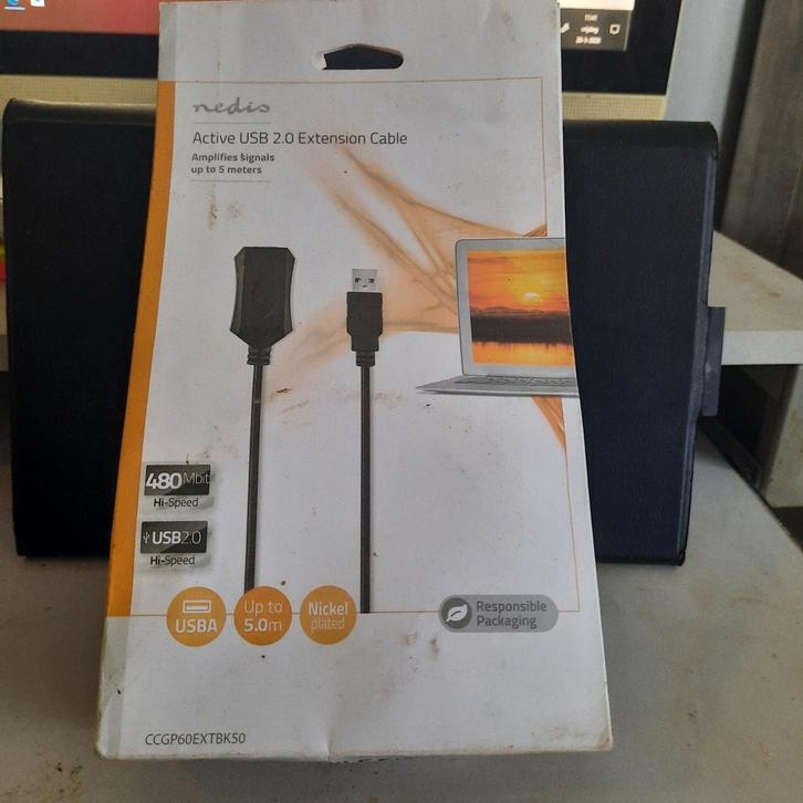 Nedis Actieve USB 2.0 VerlengKabel 5m - High-Speed, Computers en Software, Pc- en Netwerkkabels, Nieuw, Ophalen of Verzenden