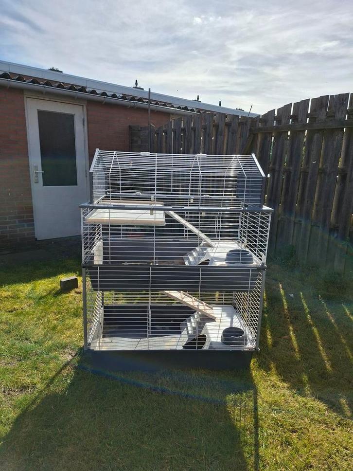 Knaagdierkooi 3 etages, Dieren en Toebehoren, Knaagdieren en Konijnen | Hokken en Kooien, Gebruikt, Kooi, 90 cm of meer, 75 tot 110 cm