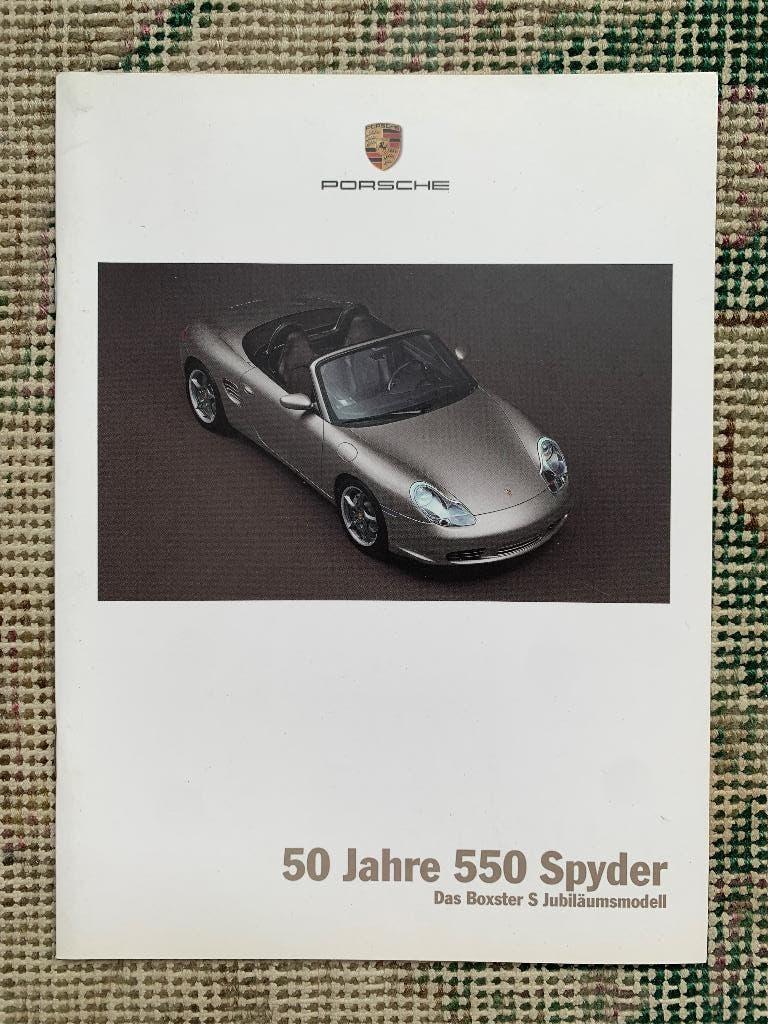 Brochure Porsche Boxster S 986 50 Jahre 550 Spyder 2003, Porsche, Ophalen of Verzenden, Zo goed als nieuw, Porsche