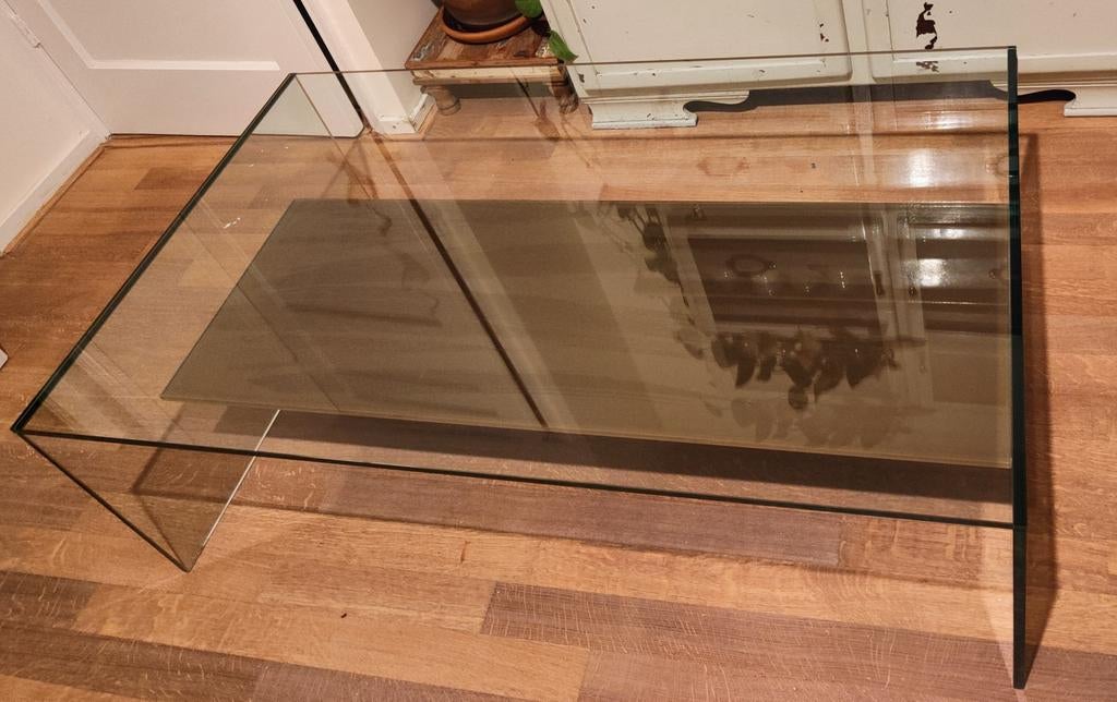 Glazen salontafel met tweede blad - 120x70x40 cm, Ophalen, 100 tot 150 cm, 50 tot 100 cm, Glas