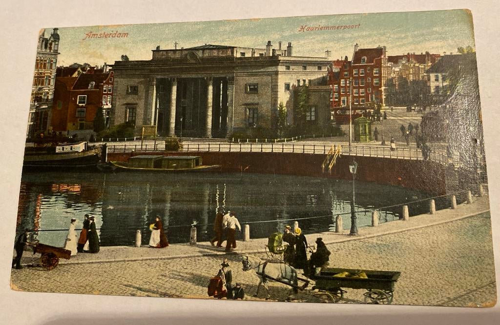 1919 Ansichtkaart Amsterdam, Nieuwezijds Voorburgwal, Ophalen of Verzenden, Voor 1920, Gelopen, Noord-Holland