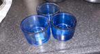 GRATIS: 3 -grote- blauwe waxinelichthouders HEMA, Huis en Inrichting, Ophalen, Overige materialen, Blauw, Zo goed als nieuw