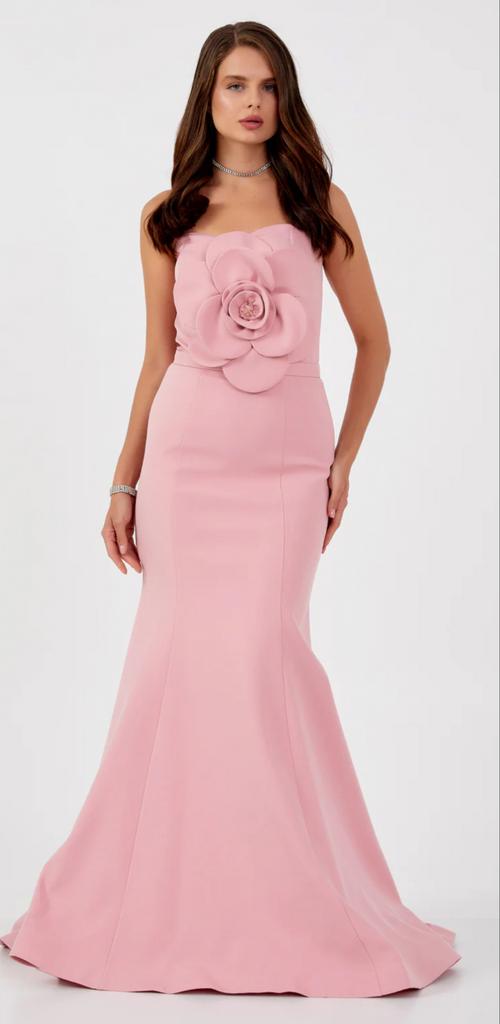 Elegante Roze Strapless Galajurk met Bloemenapplicatie, Maat 38/40 (M), Nieuw, Ophalen of Verzenden, Roze