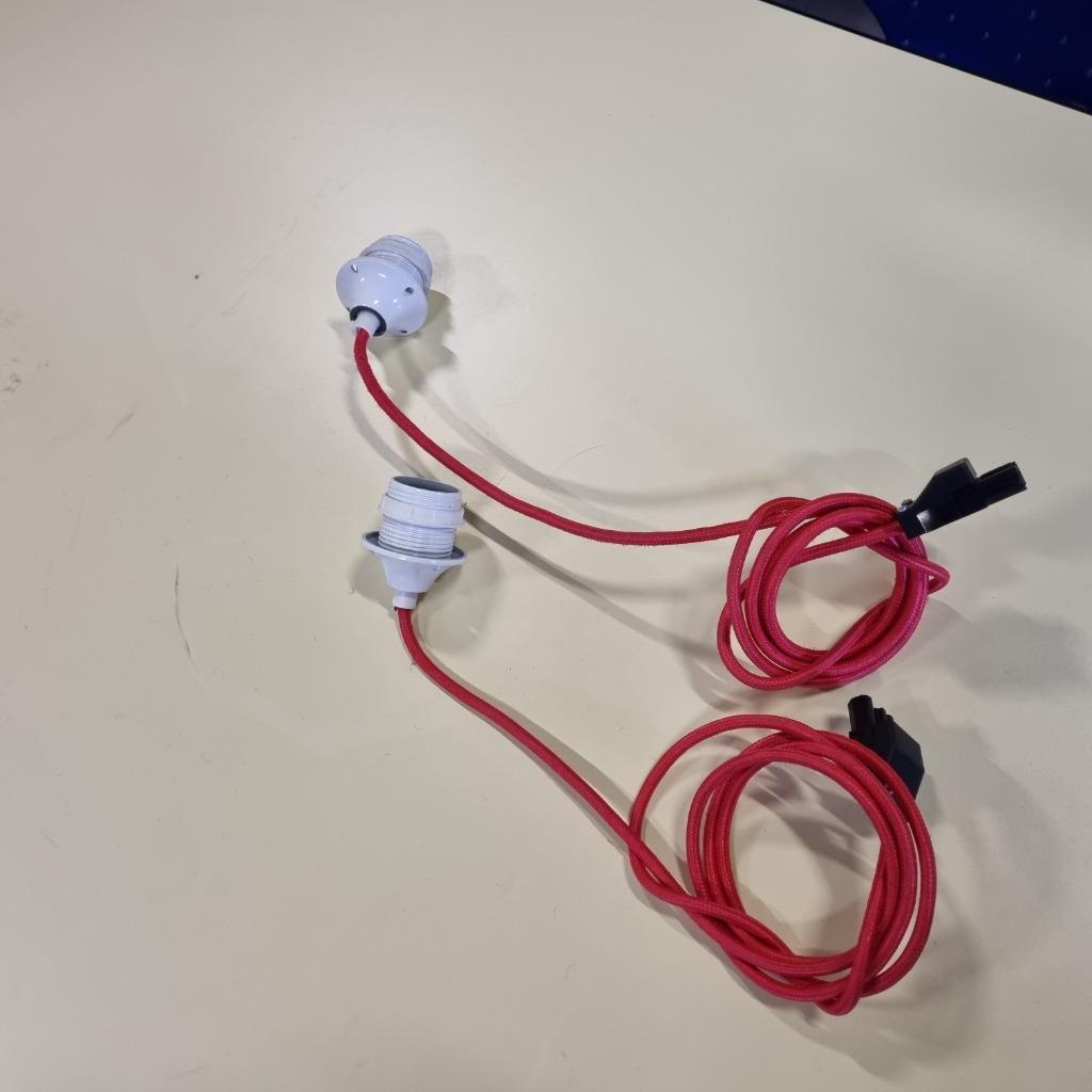 2X FITTING MET HITTEBESTENDIG VINYL GEVLOCHTEN SNOER, Ophalen of Verzenden, Gebruikt, Minder dan 50 cm