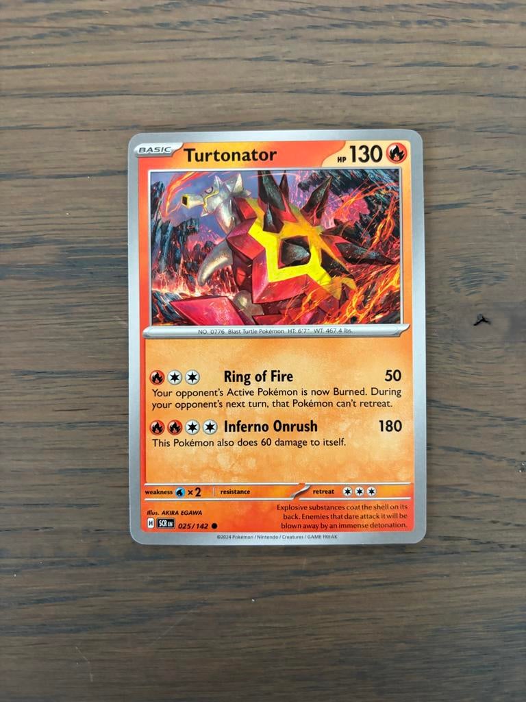 Pokémon Kaart: Turtonator (Basic, HP 130) - 025/142, Ophalen of Verzenden, Zo goed als nieuw, Losse kaart