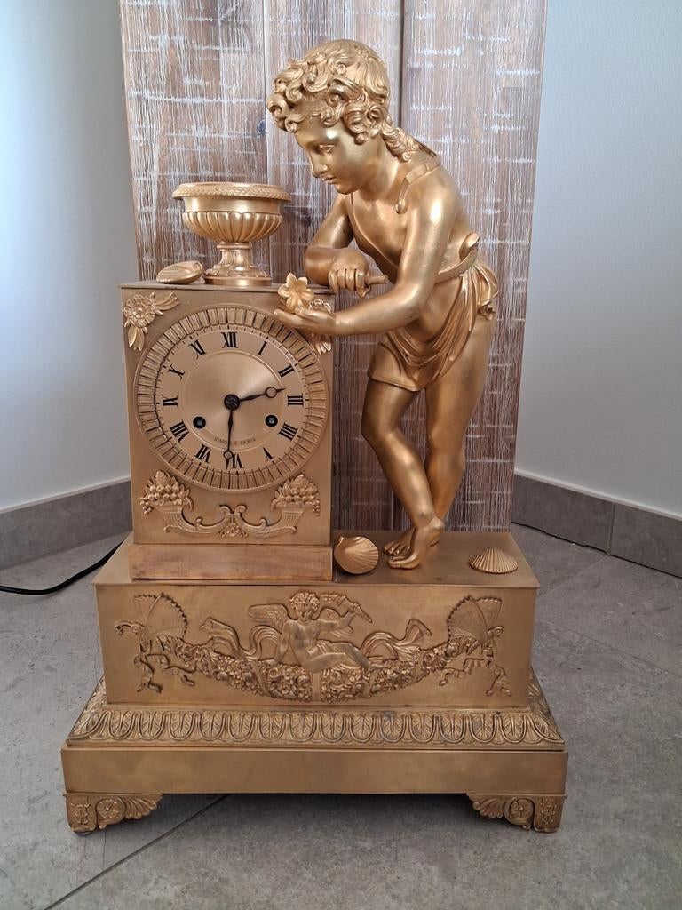 Empire pendule brons vuurverguld, Antiek en Kunst, Antiek | Klokken, Ophalen