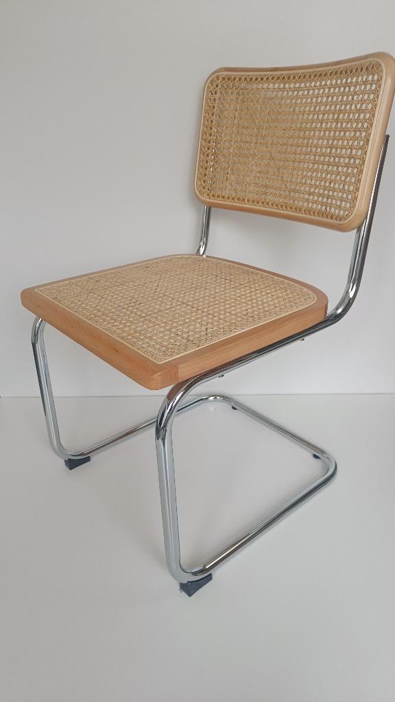 1x Thonet stijl Cesca Breuer buisframe stoel rotan webbing, Nieuw, Ophalen of Verzenden, Vintage Japandi Bauhaus Design, Eén