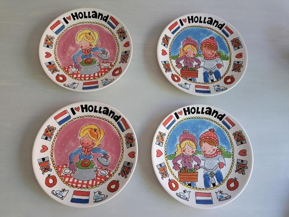 Blond, ILove Holland borden - 4 stuks, Ophalen of Verzenden, Aardewerk, Overige stijlen, Bord(en)