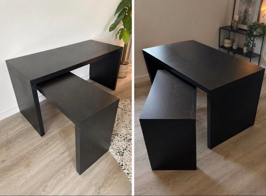 Ikea bureau met uitschuifbaar deel - Zwart, Ophalen, Gebruikt, IKEA, Opbergruimte