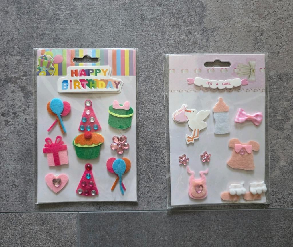 Hobby Flora vilt vilten stickers geboorte & verjaardag NIEUW, Ophalen of Verzenden, Nieuw