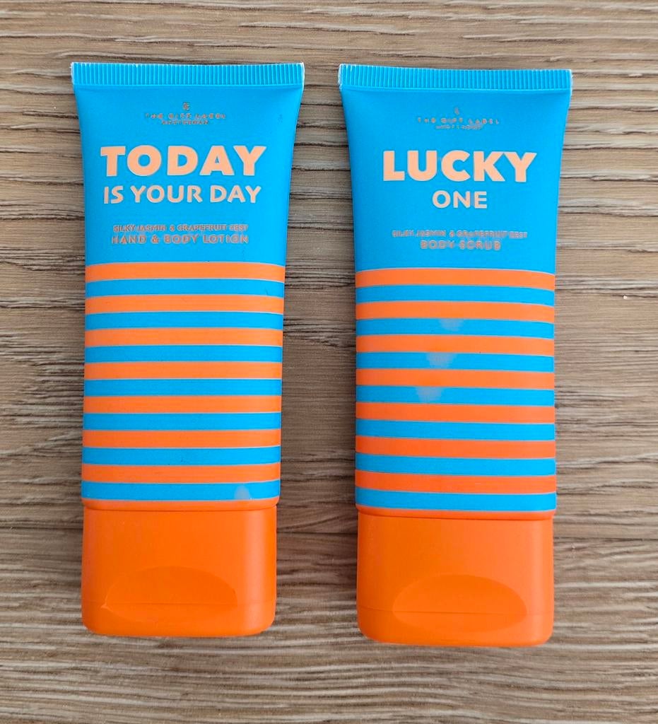 The Gift Label Hand & Body Lotion + Body Scrub Set, Ophalen of Verzenden, Nieuw