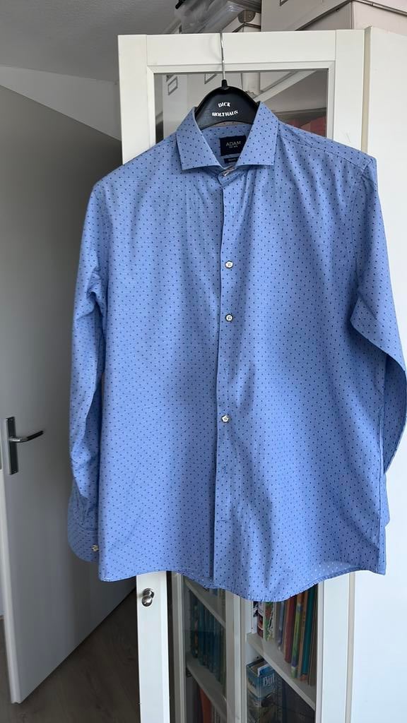 Een heren overhemd maat L regular. Blauw, Ophalen of Verzenden, Zo goed als nieuw, Blauw, Halswijdte 41/42 (L)