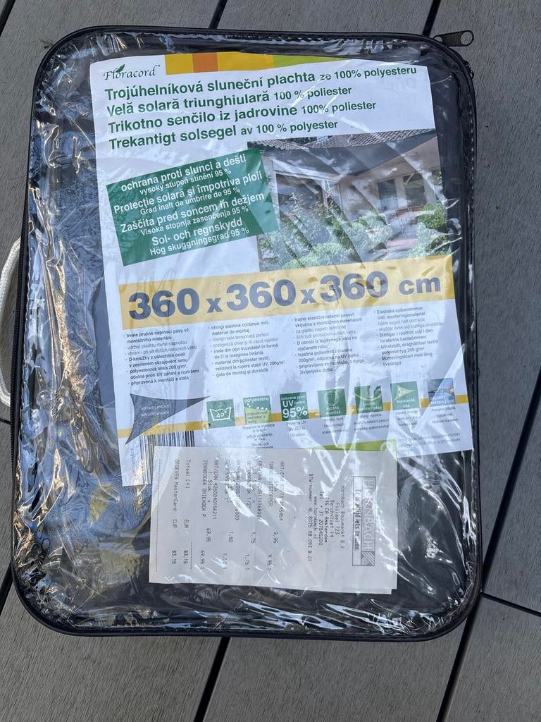 Floracord Schaduwdoek Driehoek 360x360x360 cm Polyester, Ophalen of Verzenden, Nieuw