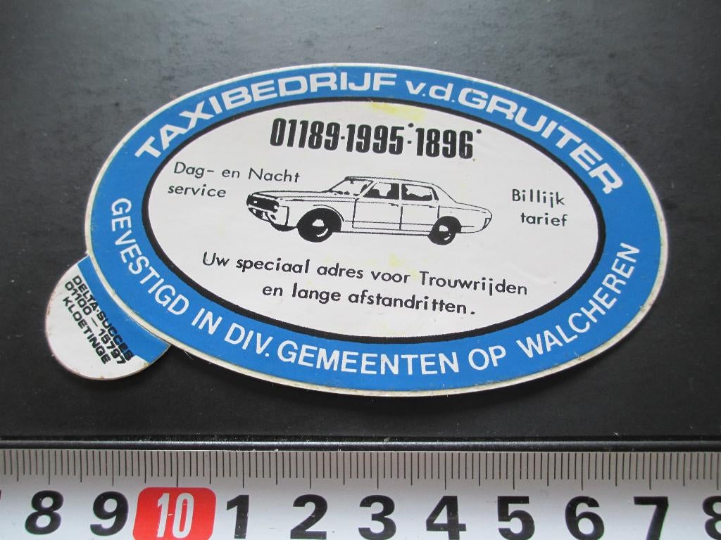 sticker taxibedrijf vd gruiter op walcheren serooskerke, Ophalen, Zo goed als nieuw