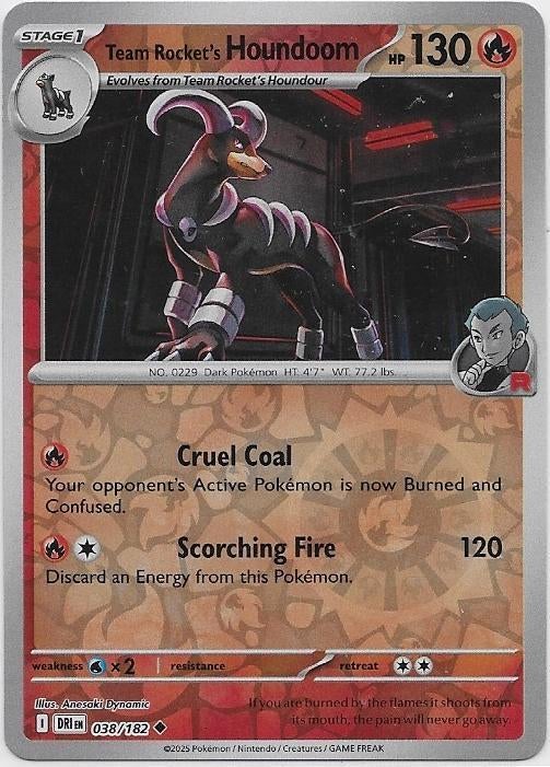 Destined Rivals,  Team Rocket's Houndoom [reverse] 38/182, Verzenden, Nieuw, Losse kaart