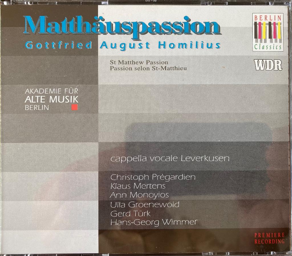 Homilius | Mattheuspassion | Prégardien/Türk/Mertens (2 cd), Ophalen of Verzenden, Barok, Gebruikt, Vocaal