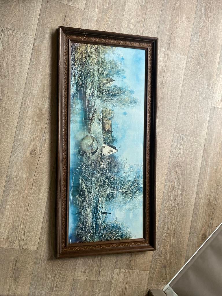 Schilderij met winterlandschap en huisjes, Ophalen