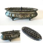 Tinnen bloemenvaas vaas pique fleur vaas met bloemsteker, Ophalen of Verzenden