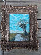 Antiek 19e Eeuws Olieverf Schilderij "De Knotwilg gesigneerd, Antiek en Kunst, Ophalen of Verzenden