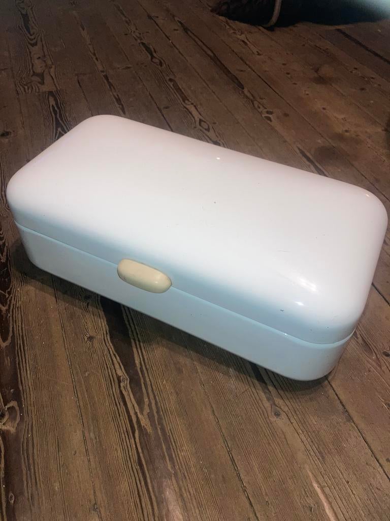 Vintage emaille witte broodbak / broodtrommel, Ophalen
