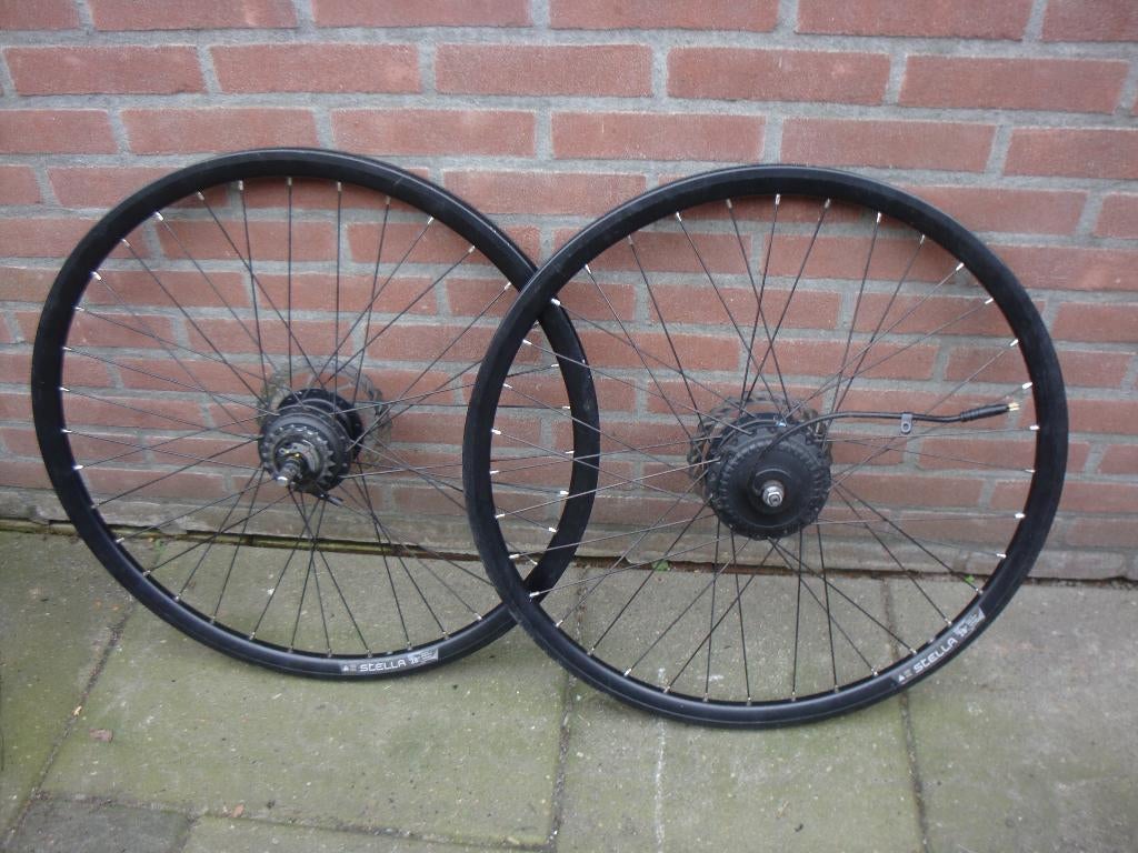 set 28 inch wielen uit een stella elektrische fiets, Gebruikt, Stella, Aluminium, Ophalen