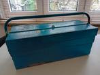 Vintage ijzeren gereedschapskist - Blauw, met roest, Ophalen of Verzenden, Gebruikt