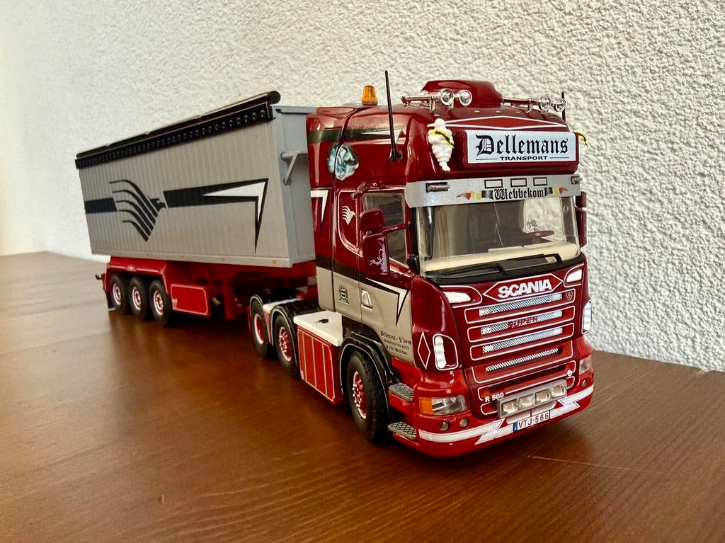 Tekno Dellemans Scania R500,V8 incl.Certificaat- nr 079/ 300, Hobby en Vrije tijd, Modelauto's | 1:50, Ophalen of Verzenden, Zo goed als nieuw