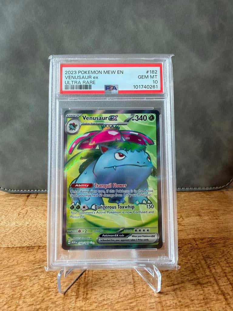 Venusaur ex 182/165 PSA 10 Pokemon kaart, Ophalen of Verzenden, Zo goed als nieuw, Losse kaart, Foil