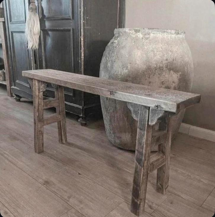 ~Stoer Sober Landelijk Houten Bankje~, Huis en Inrichting, Woonaccessoires | Overige, Zo goed als nieuw, Ophalen of Verzenden