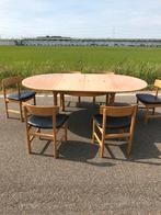 Borge Mogensen Andersson tafel 6 Fredericia stoel vintage, Bruin, Leer, Ophalen of Verzenden, Nvt