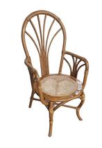 6 rotan stoelen met webbing zitvlak - jaren '60 - stukprijs, Huis en Inrichting, Stoelen, Gebruikt, Bruin, Riet of Rotan, Ophalen of Verzenden