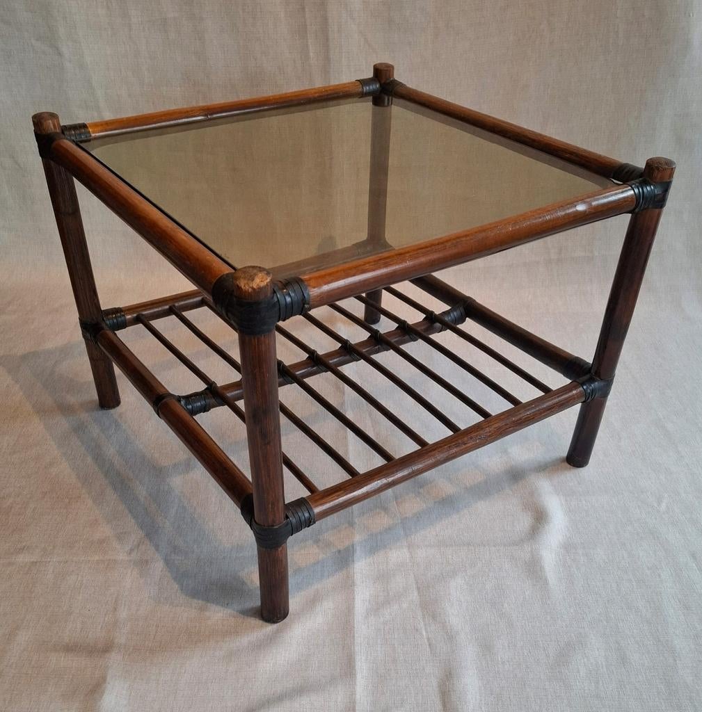 Vintage Manou Tafel Rookglas, Ophalen, Gebruikt, Rechthoekig, Minder dan 55 cm