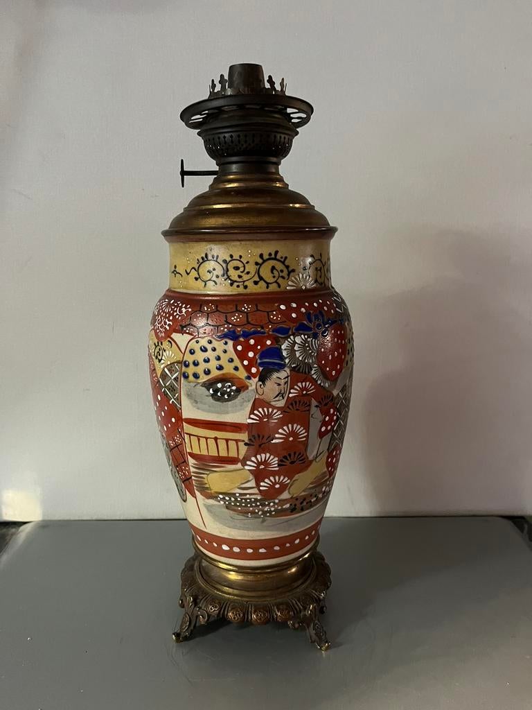 Antieke Japanse Satsuma olielamp, Ophalen of Verzenden