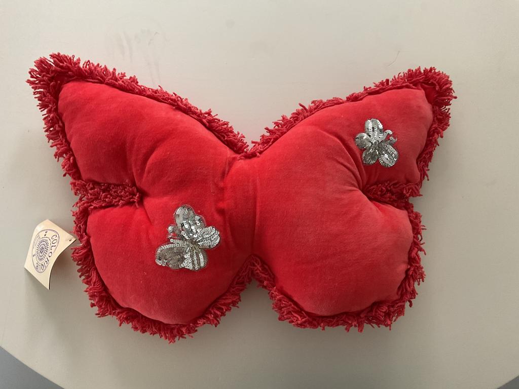 Vlinder kussen  van colorique in coral, Ophalen of Verzenden, Nieuw, Kleed of Kussen
