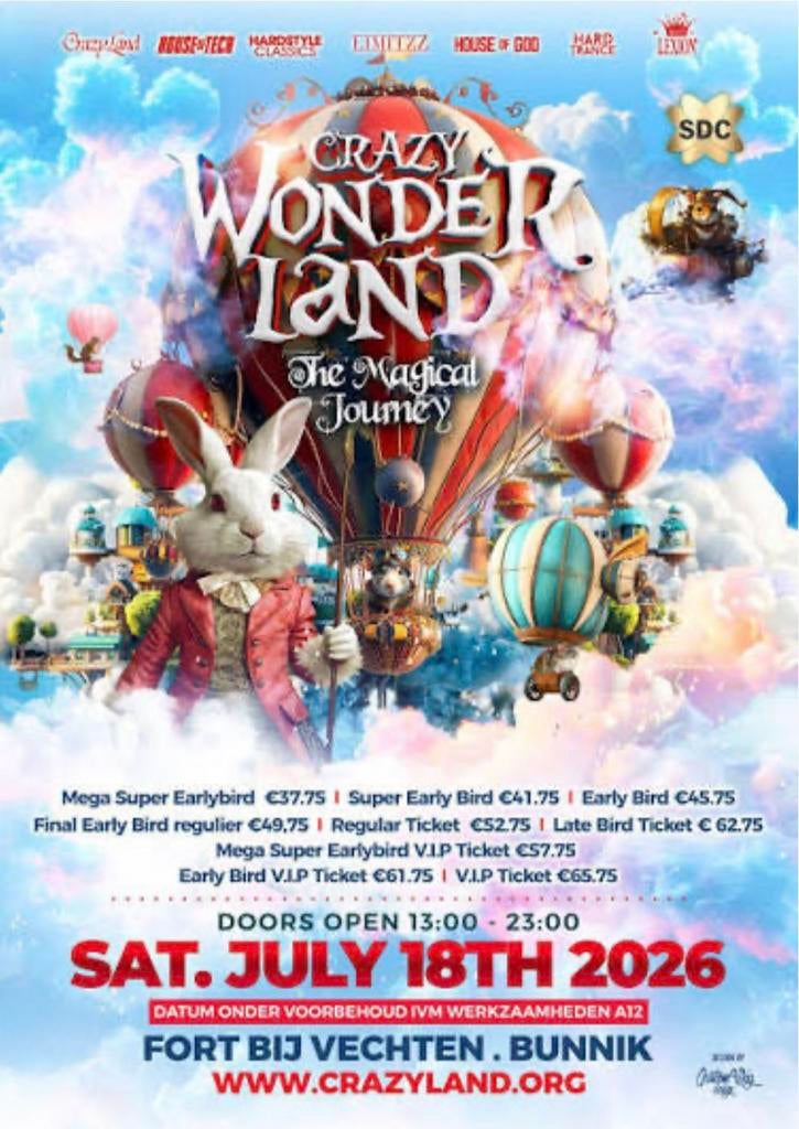 VIP TICKETS CRAZY WONDERLAND, Drie personen of meer