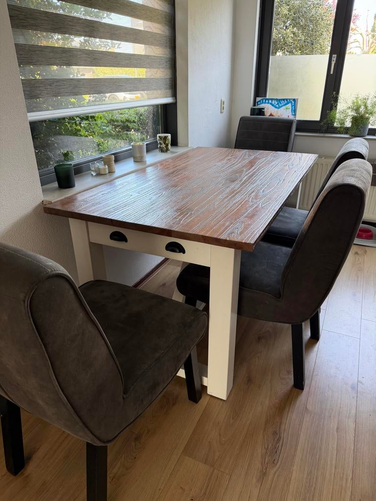 Eettafel met 4 stoelen, Huis en Inrichting, Ophalen, Gebruikt, 50 tot 100 cm, 150 tot 200 cm