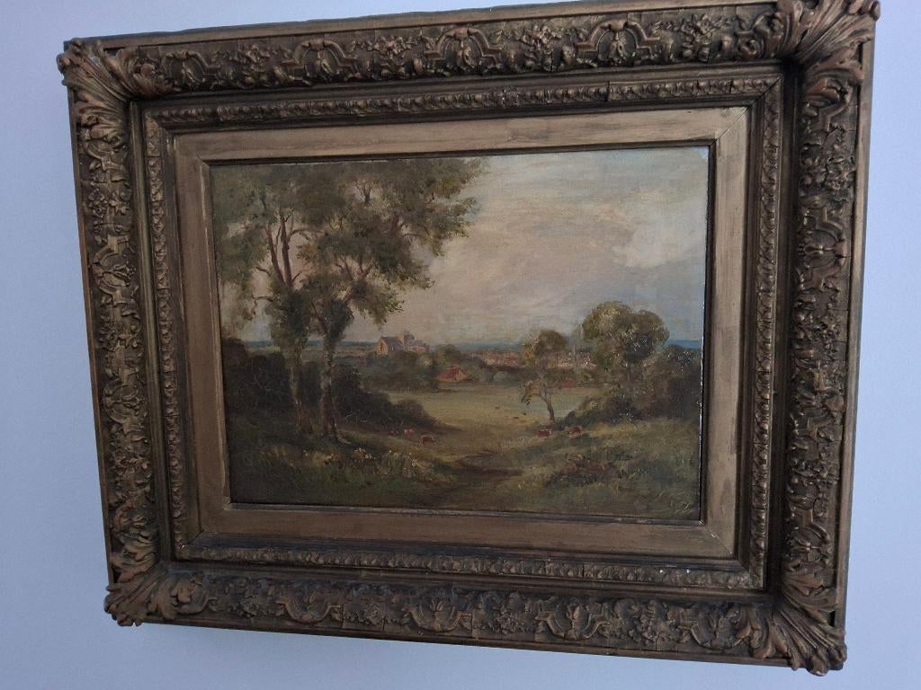 Schilderij landschap, Antiek en Kunst, Kunst | Schilderijen | Klassiek, Ophalen of Verzenden