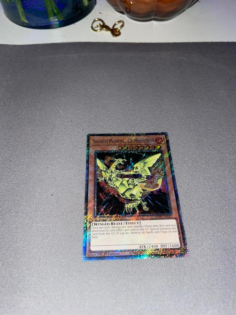 Yu-Gi-Oh! Sacred Phoenix of Nephthys 1st ed - QS Secret Rare, Ophalen of Verzenden, Nieuw, Losse kaart, Foil