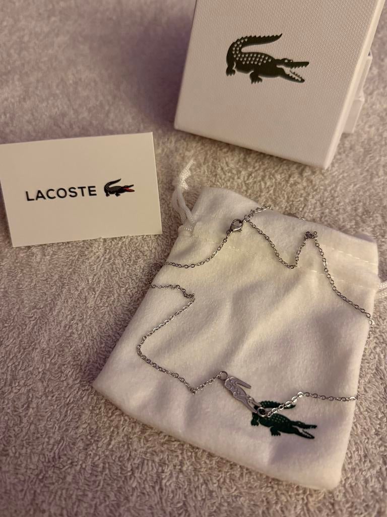 Lacoste Ketting met Krokodil Hanger - Zilverkleurig, Met hanger, Nieuw, Ophalen of Verzenden, Zilver