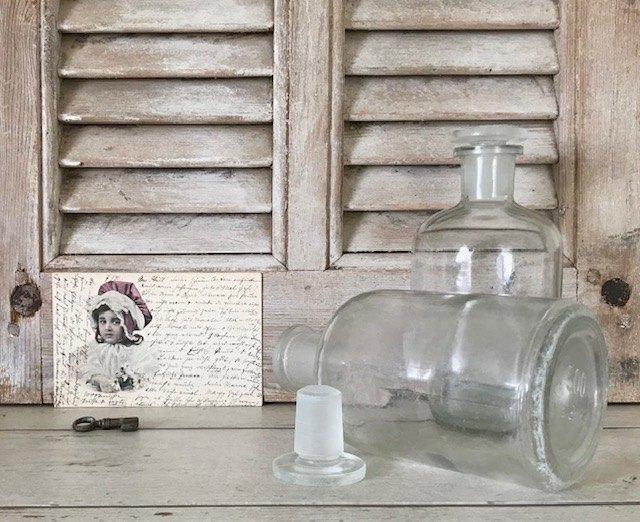 Set Franse stopflessen glazen apothekersflessen 500 ml, Antiek en Kunst, Ophalen of Verzenden