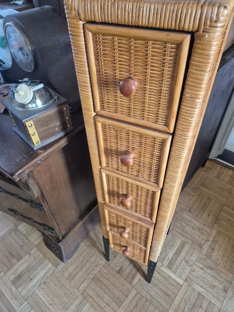 Rotan ladekastje met 5 laden, Ophalen, Overige materialen, Minder dan 50 cm, Gebruikt