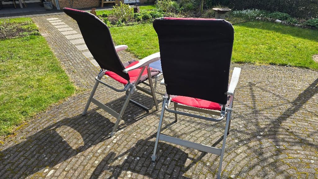 2 Campingstoelen en 1 voetensteun, Caravans en Kamperen, Ophalen, Gebruikt, Campingstoel