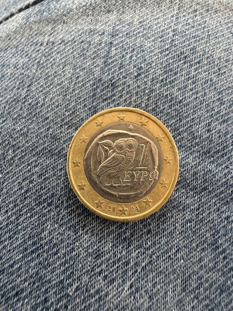 Griekse 1 euromunt 2004 met uil, Ophalen of Verzenden, Griekenland, 1 euro, Losse munt