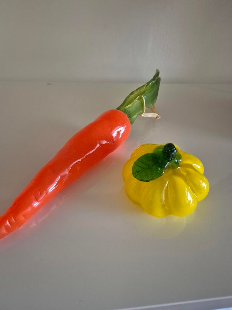 Glazen wortel & pompoen, Ophalen of Verzenden