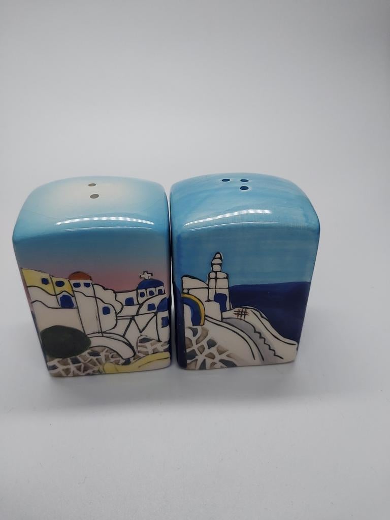 Mooi Zout- en peperstel met Griekse decoratie, Huis en Inrichting, Keuken | Servies, Keramiek, Overige typen, Ophalen of Verzenden